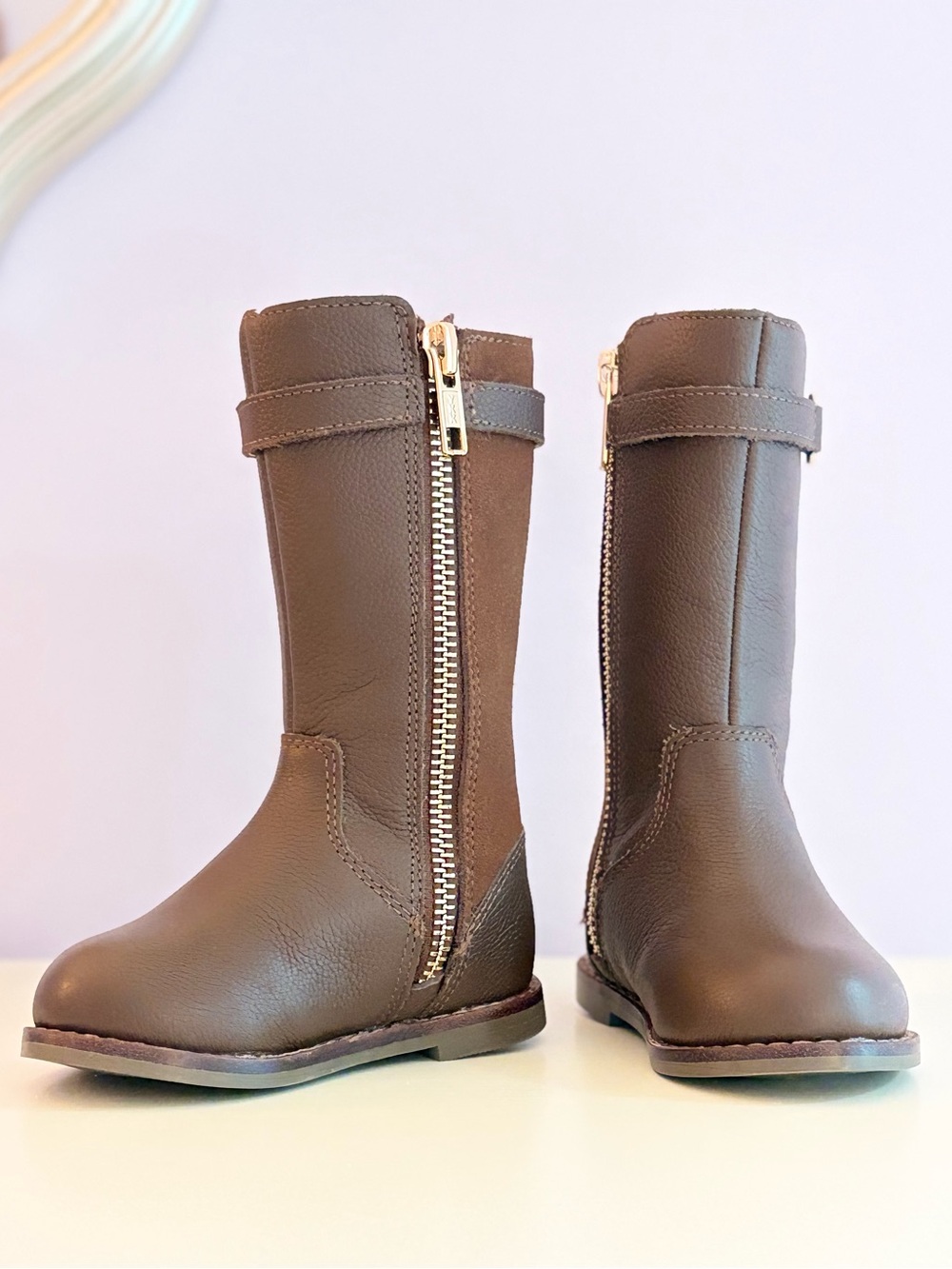 NWOT Janie and Jack Deep Brown Riding Boots Size 4 Brown Knee-high Baby Boots